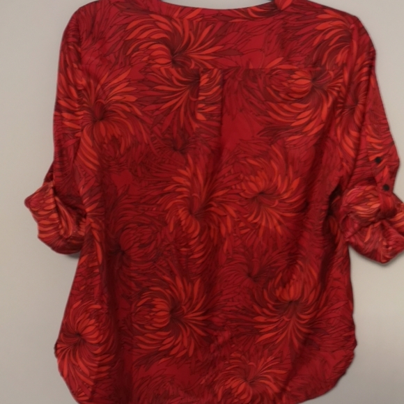 Anne Klein Red Button Down Blouse - Picture 2 of 7